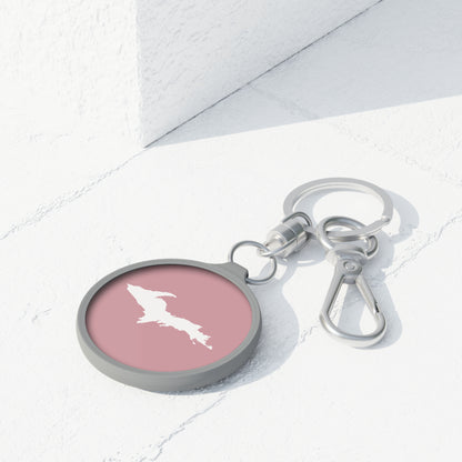 Michigan Upper Peninsula Keyring (w/ UP Outline) | Cherry Blossom Pink