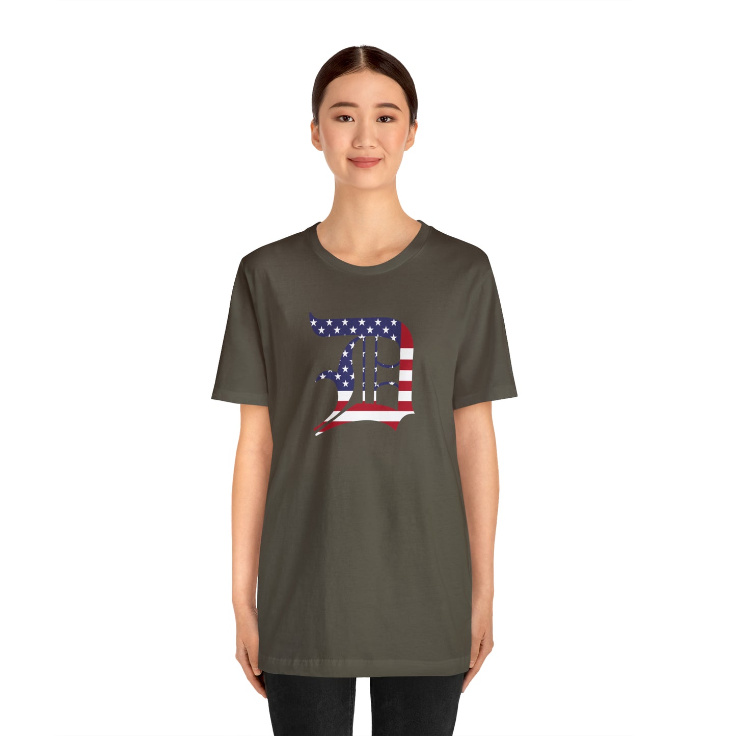 Detroit 'Old English D' T-Shirt (Patriotic Edition) | Unisex Standard