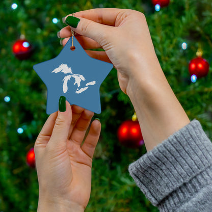 Great Lakes Christmas Ornament (Lake Michigan Blue) | Ceramic - 4 Shapes