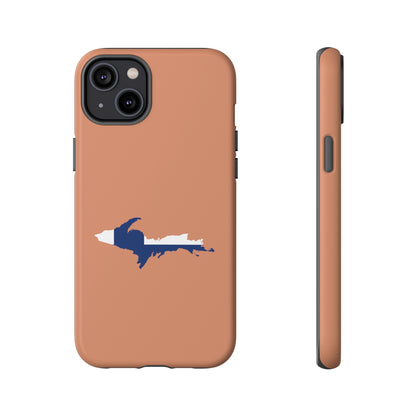 Michigan Upper Peninsula Tough Phone Case (Copper Color w/ UP Finland Flag Outline) | Apple iPhone