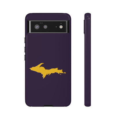 Michigan Upper Peninsula Tough Phone Case (Blackcurrant w/ Gold UP Outline) | Samsung & Pixel Android