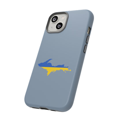 Michigan Upper Peninsula Tough Phone Case (B-24 Liberator Grey w/ UP Ukraine Flag Outline) | Apple iPhone