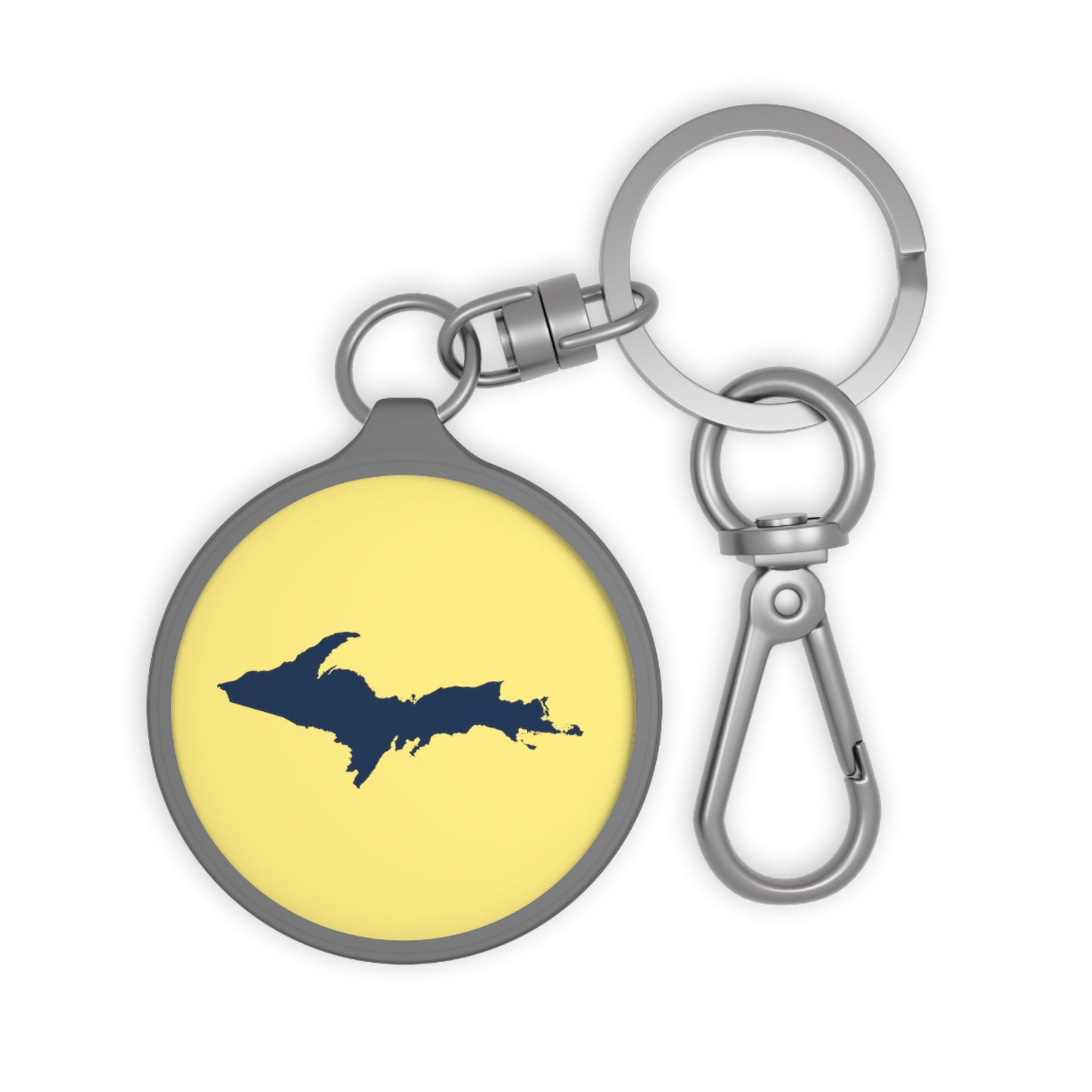 Michigan Upper Peninsula Keyring (w/ Navy UP Outline) | Cherry Yellow