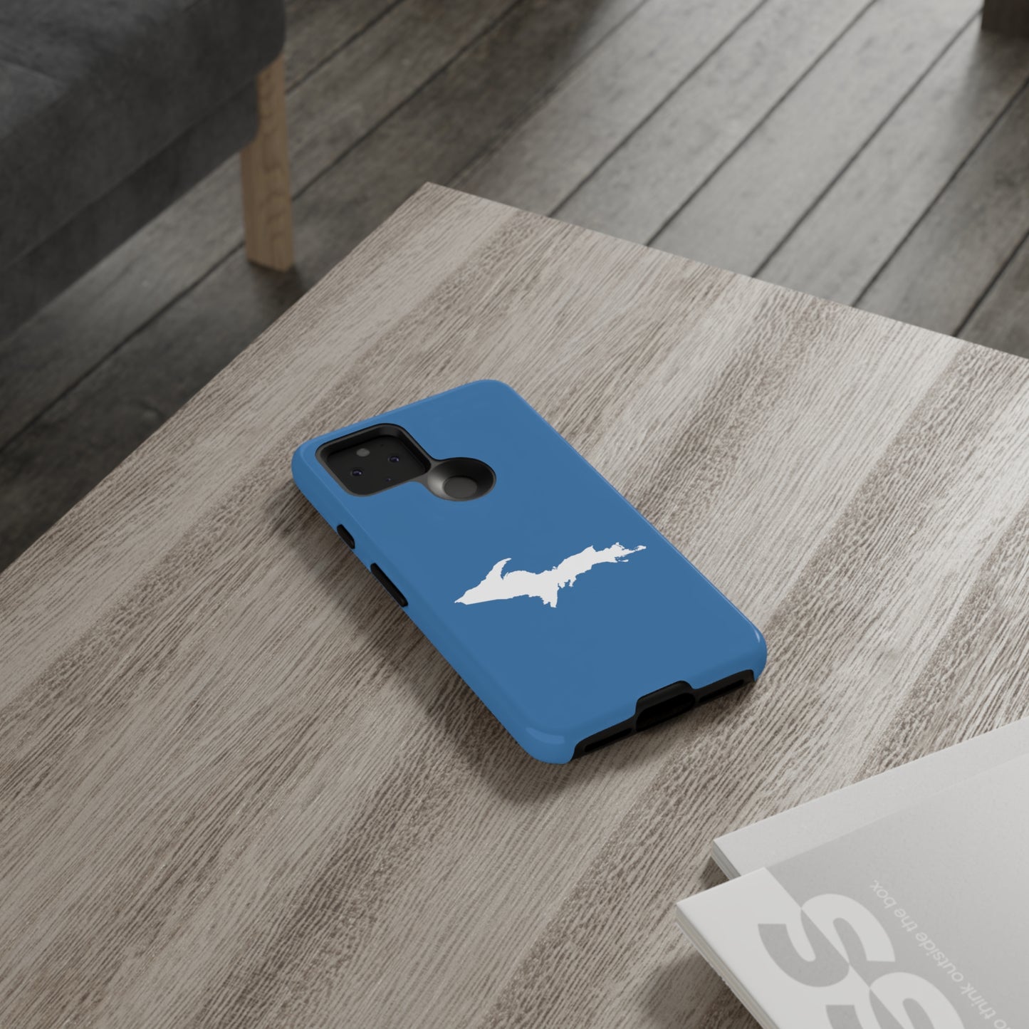 Michigan Upper Peninsula Tough Phone Case (Lake Superior Blue w/ UP Outline) | Samsung & Pixel Android