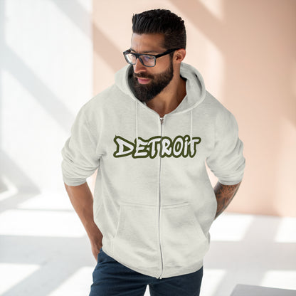 Detroit' Hoodie (Army Green Tag Font) | Unisex Full Zip