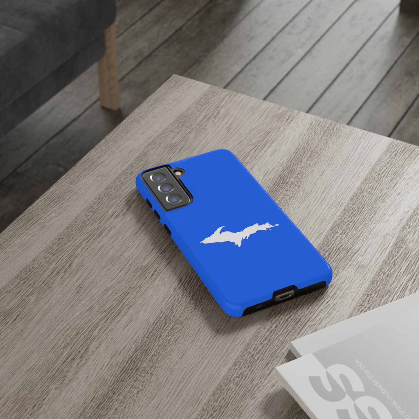 Michigan Upper Peninsula Tough Phone Case (Motor Town Blue w/ UP Outline) | Samsung & Pixel Android