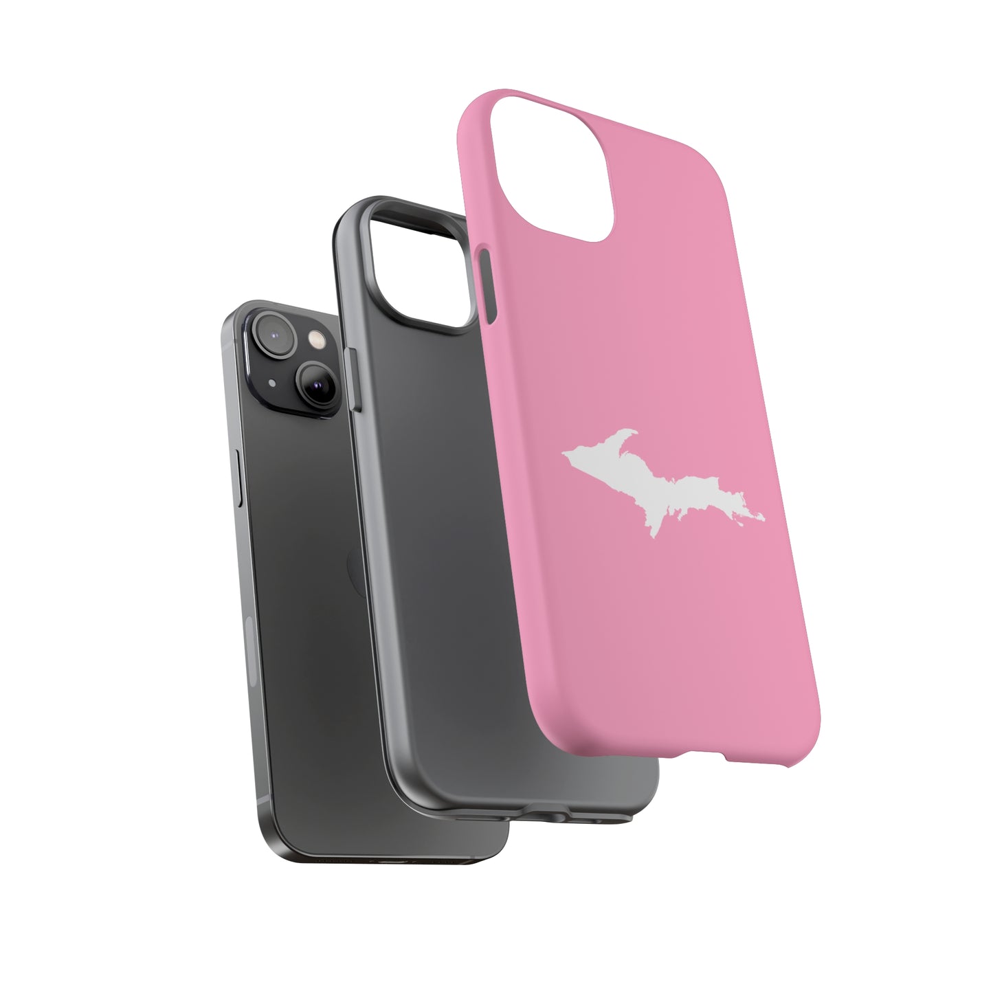 Michigan Upper Peninsula Tough Phone Case ('67 Caddie Pink w/ UP Outline) | Apple iPhone