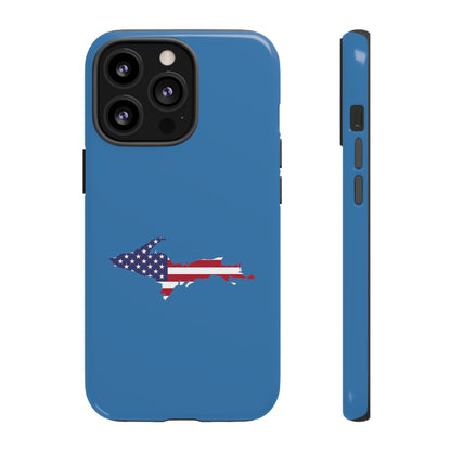 Michigan Upper Peninsula Tough Phone Case (Lake Superior Blue w/ UP USA Flag Outline) | Apple iPhone