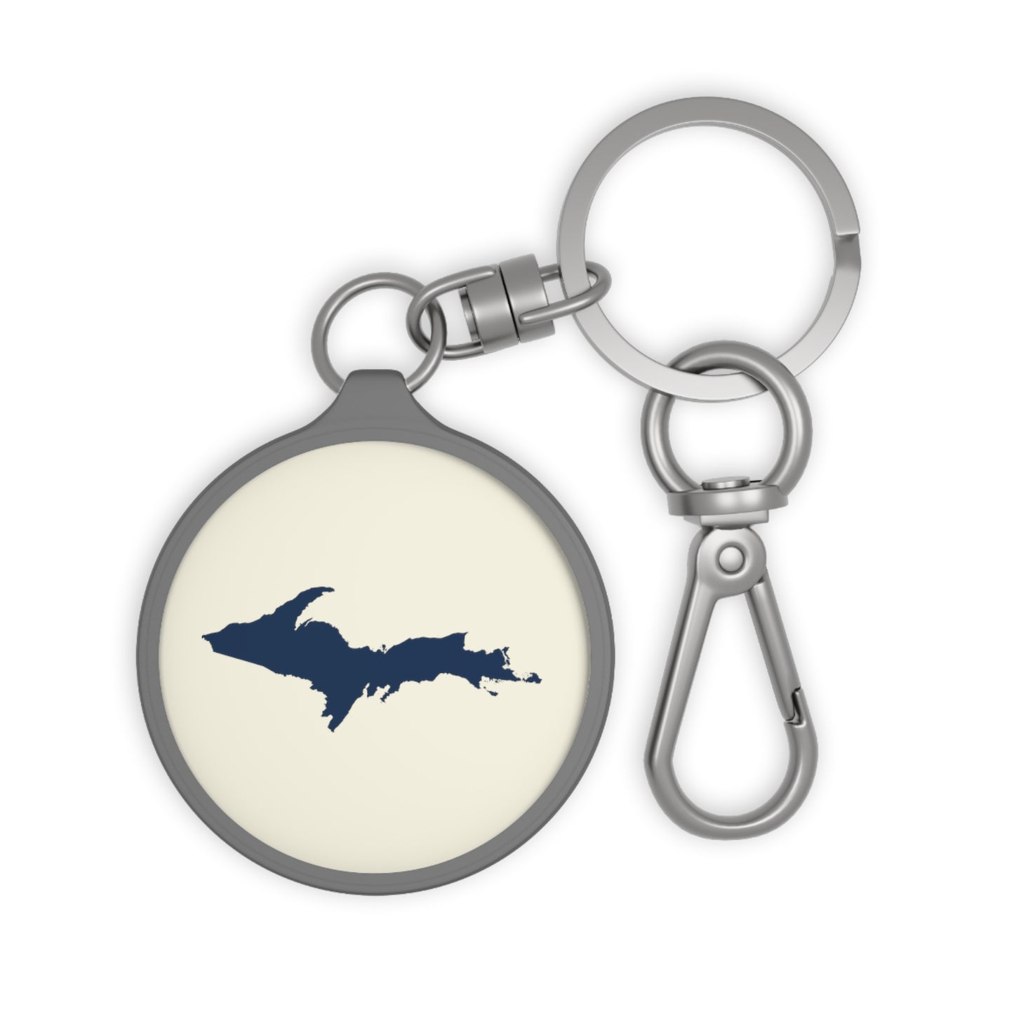 Michigan Upper Peninsula Keyring (w/ Navy UP Outline) | Ivory White