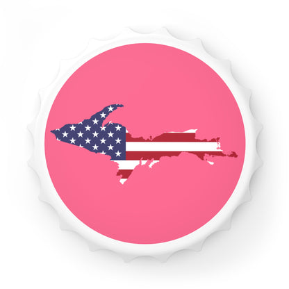 Michigan Upper Peninsula Bottle Opener (w/ UP USA Flag ) | Rhodochrosite Pink