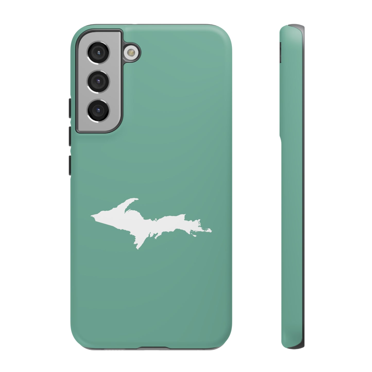 Michigan Upper Peninsula Tough Phone Case ('64 Metallic Mint Green w/ UP Outline) | Samsung & Pixel Android