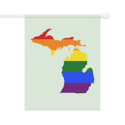 Michigan Rainbow Pride Home & Garden Flag (w/ MI Outline) | Dew Green