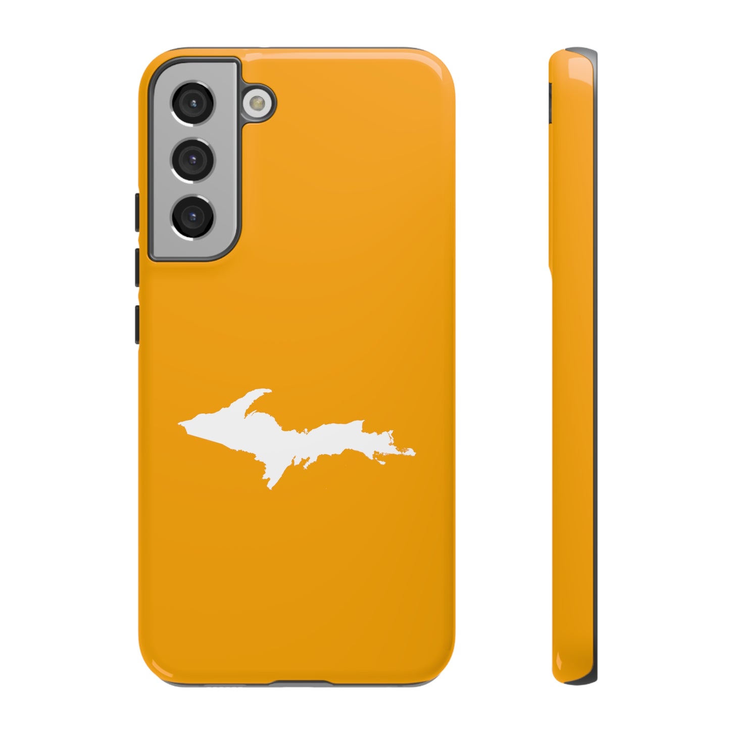 Michigan Upper Peninsula Tough Phone Case (Autumn Birch Leaf Color w/ UP Outline) | Samsung & Pixel Android