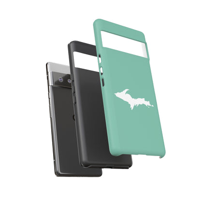 Michigan Upper Peninsula Tough Phone Case ('64 Metallic Mint Green w/ UP Outline) | Samsung & Pixel Android