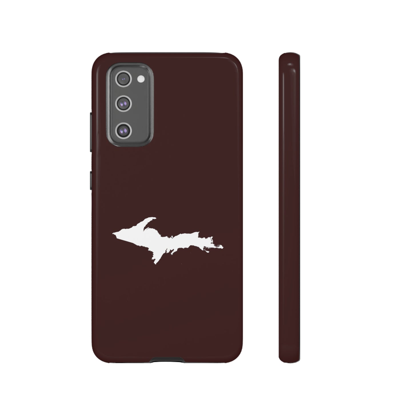 Michigan Upper Peninsula Tough Phone Case (Cherrywood Color w/ UP Outline) | Samsung & Pixel Android