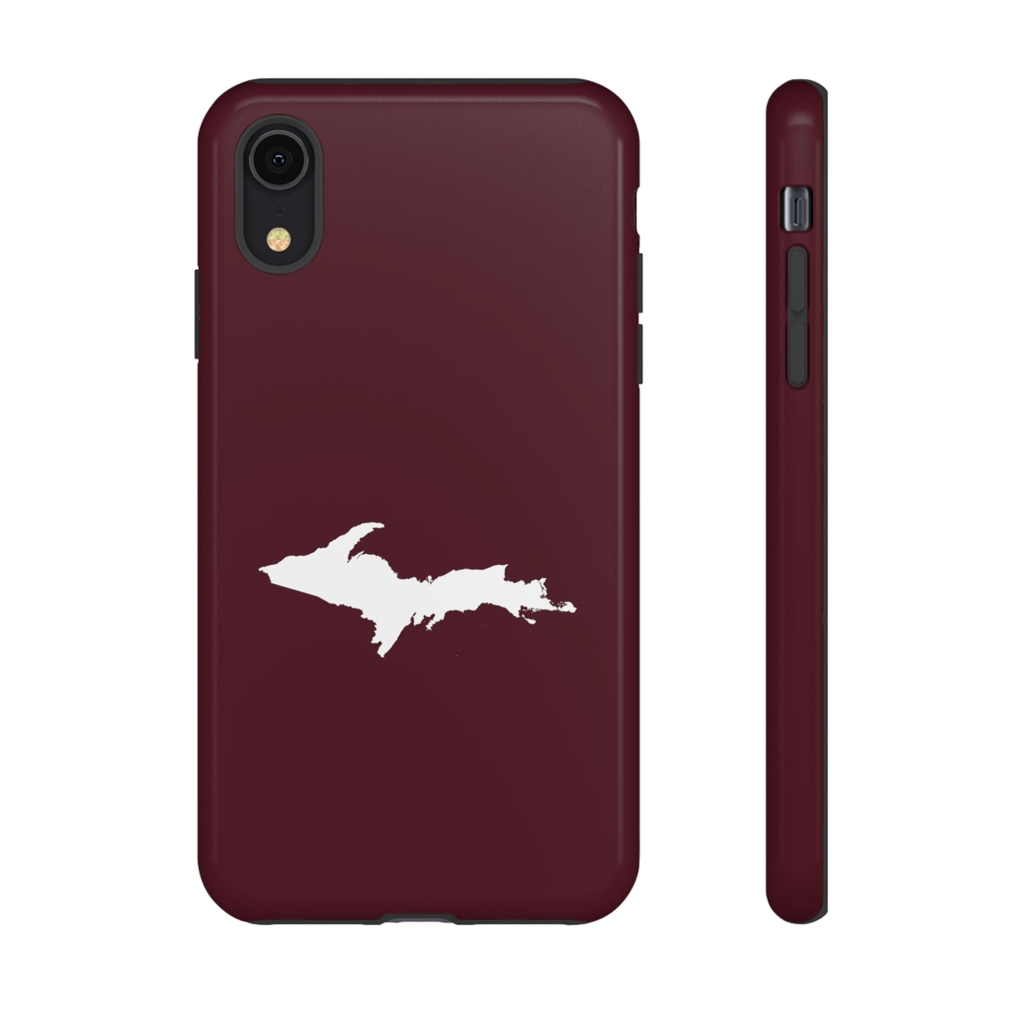 Michigan Upper Peninsula Tough Phone Case (Old Mission Burgundy w/ UP Outline) | Apple iPhone