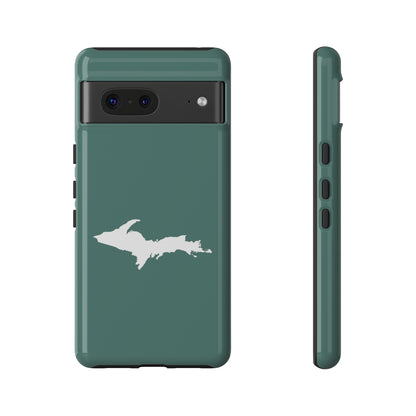 Michigan Upper Peninsula Tough Phone Case (Copper Green w/ UP Outline) | Samsung & Pixel Android