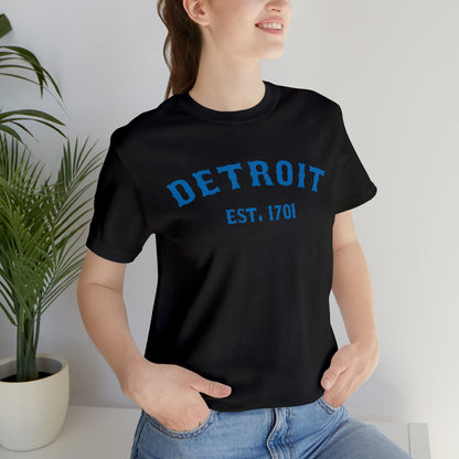 'Detroit EST. 1701' T-Shirt (Azure Ballpark Font) | Unisex Standard