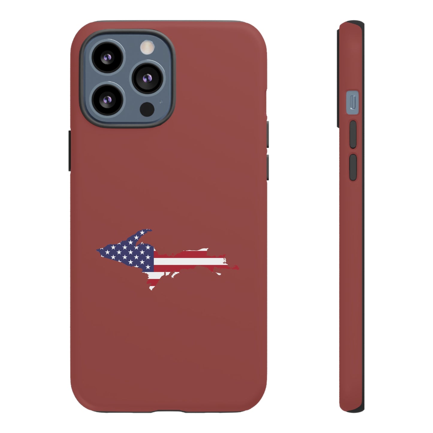 Michigan Upper Peninsula Tough Phone Case (Ore Dock Red w/ UP USA Flag Outline) | Apple iPhone