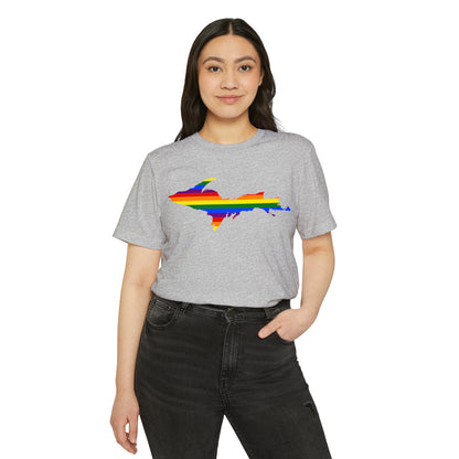 Michigan Upper Peninsula T-Shirt (w/ UP Rainbow Pride Flag) | Unisex Recycled Organic