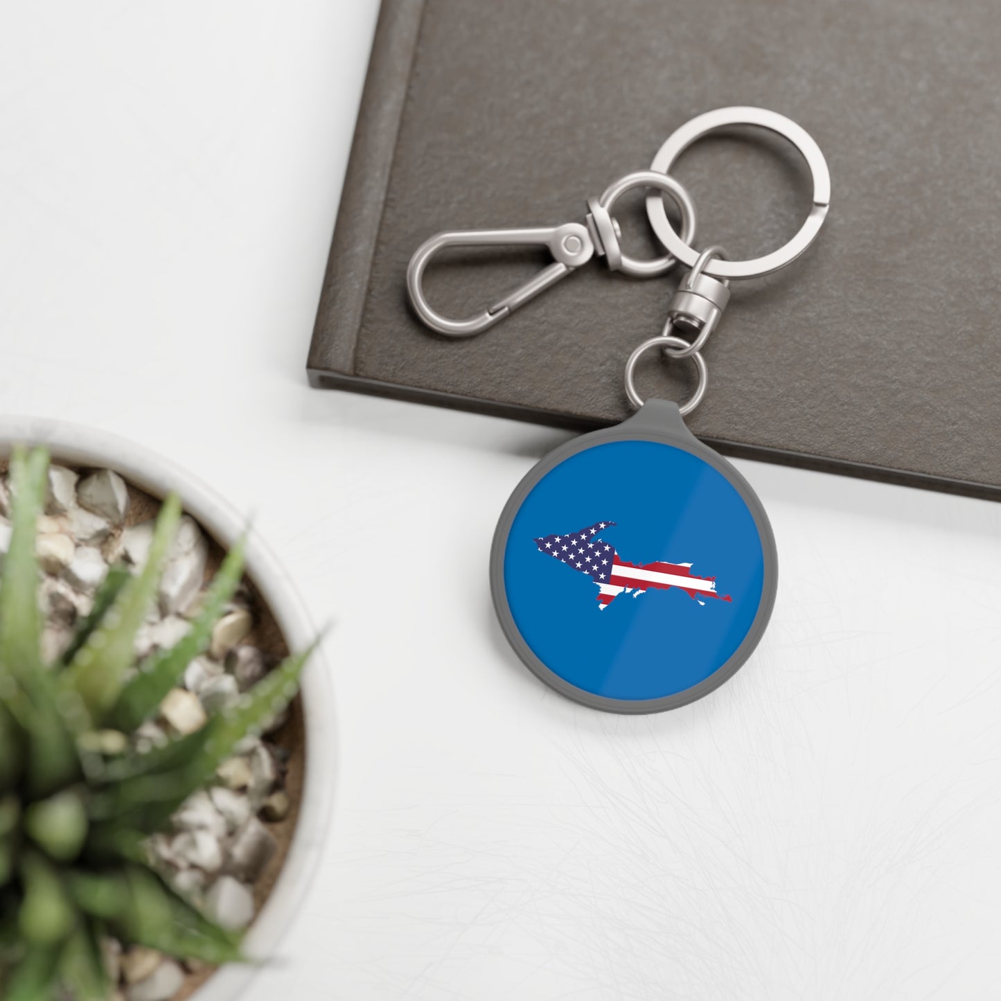 Michigan Upper Peninsula Keyring (w/ UP USA Flag) | Azure