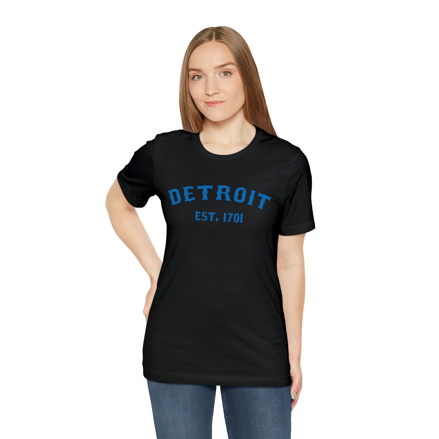 'Detroit EST. 1701' T-Shirt (Azure Ballpark Font) | Unisex Standard