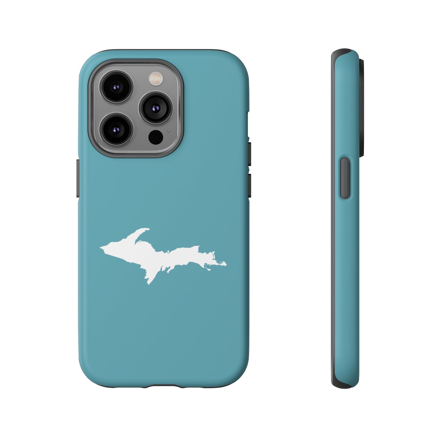 Michigan Upper Peninsula Tough Phone Case (Lake Huron Blue w/ UP Outline) | Apple iPhone