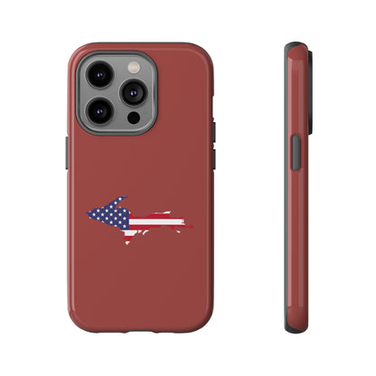 Michigan Upper Peninsula Tough Phone Case (Ore Dock Red w/ UP USA Flag Outline) | Apple iPhone