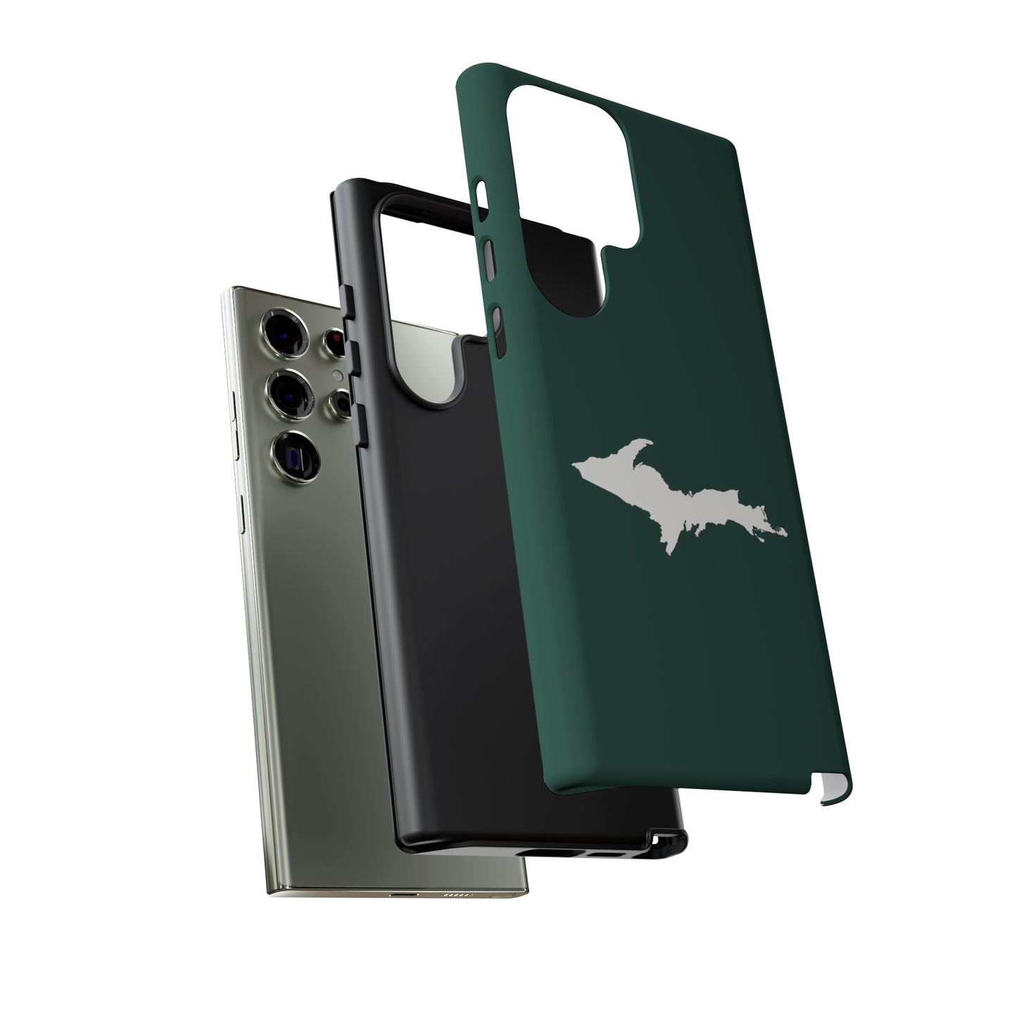 Michigan Upper Peninsula Tough Phone Case (Green w/ White UP Outline) | Samsung & Pixel Android