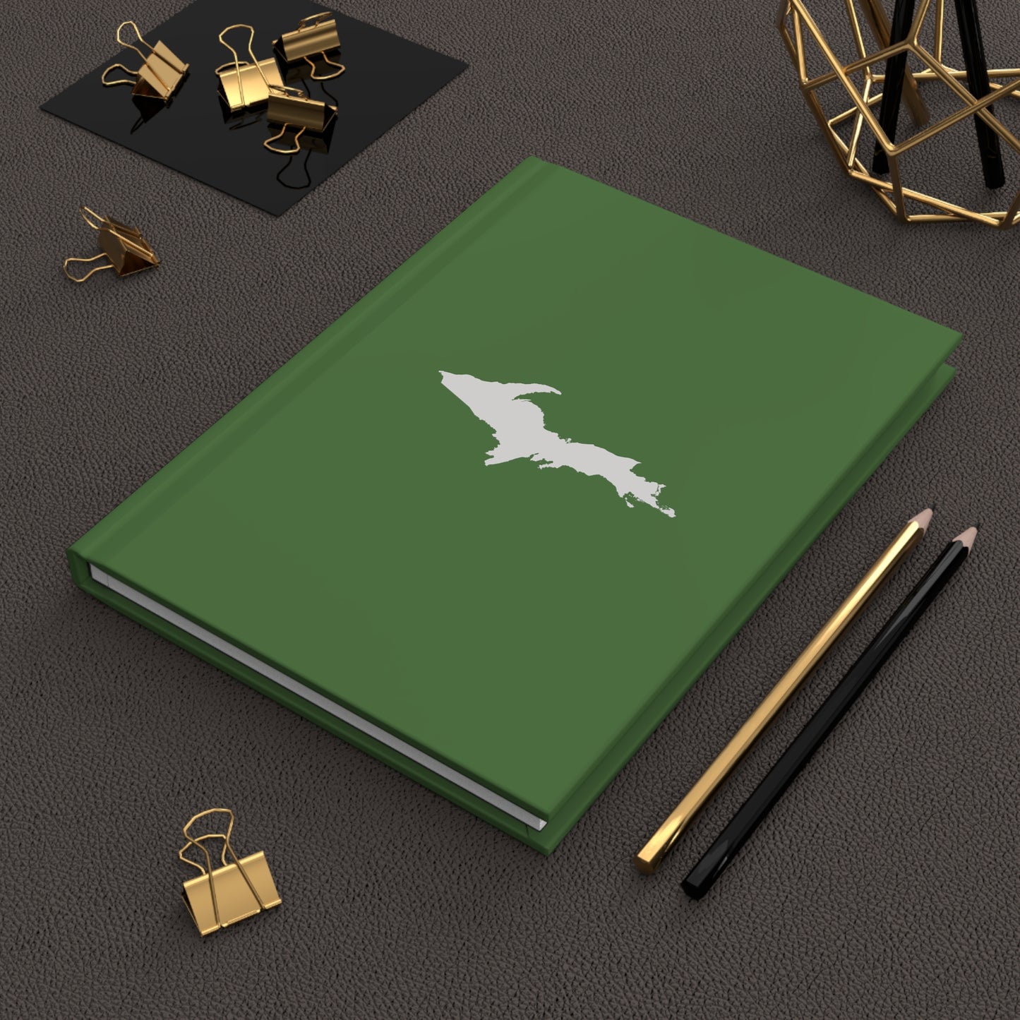 Michigan Upper Peninsula Hardcover Journal (Pine Green w/ UP Outline) | Ruled - 150pgs