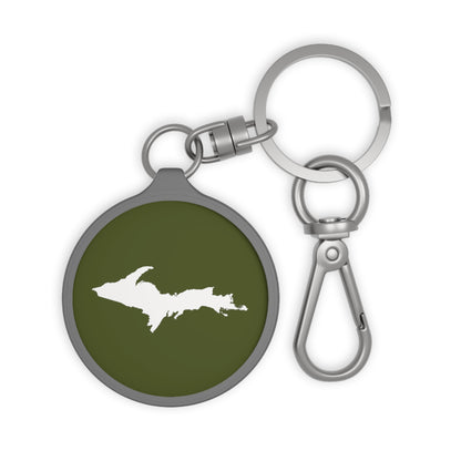 Michigan Upper Peninsula Keyring (w/ UP Outline) | Army Green