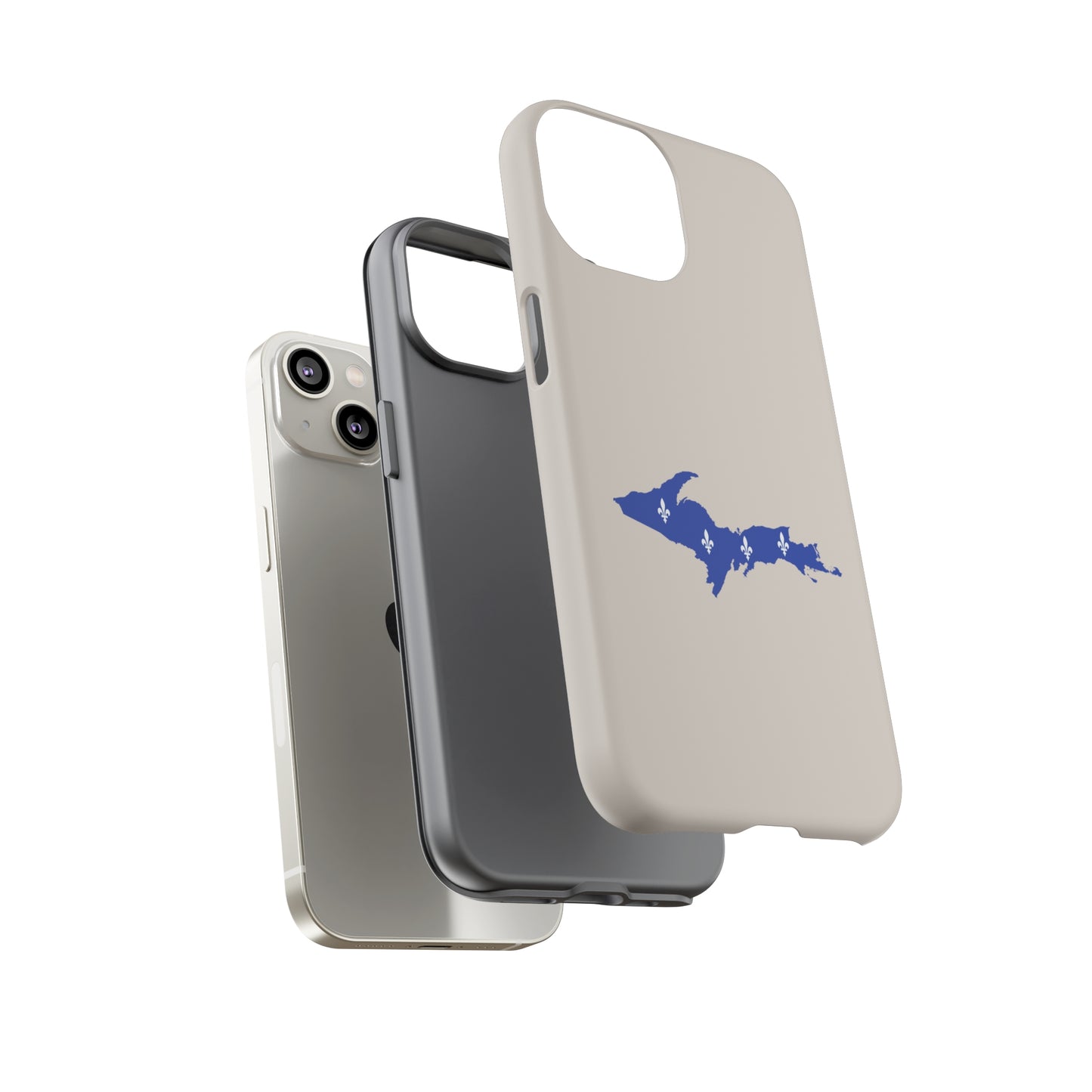 Michigan Upper Peninsula Tough Phone Case (Canvas Color w/ UP Quebec Flag Outline) | Apple iPhone