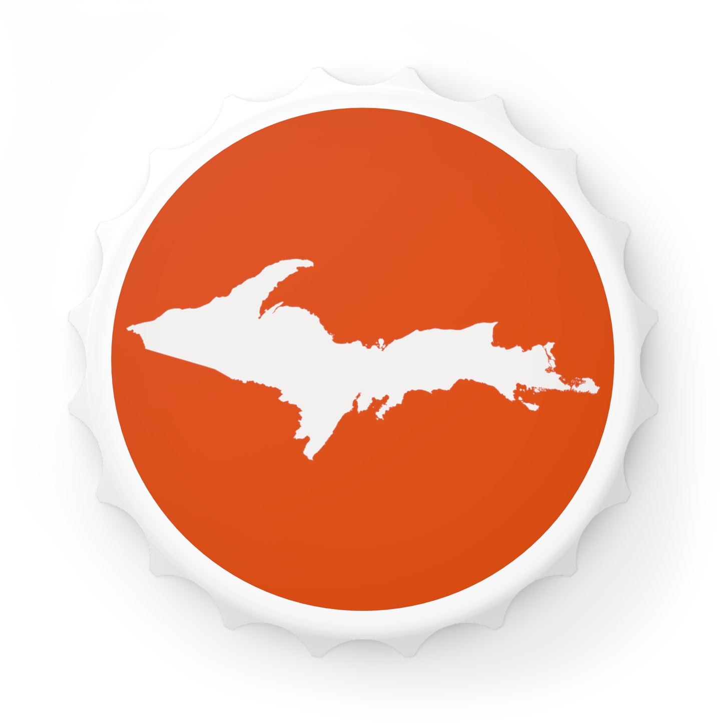 Michigan Upper Peninsula Bottle Opener (w/ UP Outline) | Maple Leaf Orange