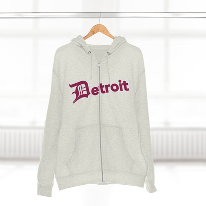 'Detroit' Hoodie (Ruby Red w/ Old English 'D') | Unisex Full Zip