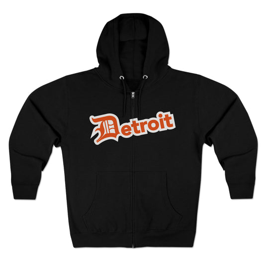 'Detroit' Hoodie (Maple Leaf Orange w/ Old English 'D') | Unisex Full Zip