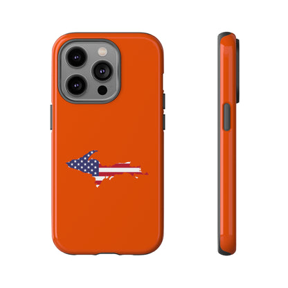 Michigan Upper Peninsula Tough Phone Case (Maple Leaf Orange w/ UP USA Outline) | Apple iPhone