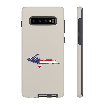 Michigan Upper Peninsula Tough Phone Case (Canvas Color w/ UP USA Flag Outline) | Samsung & Pixel Android