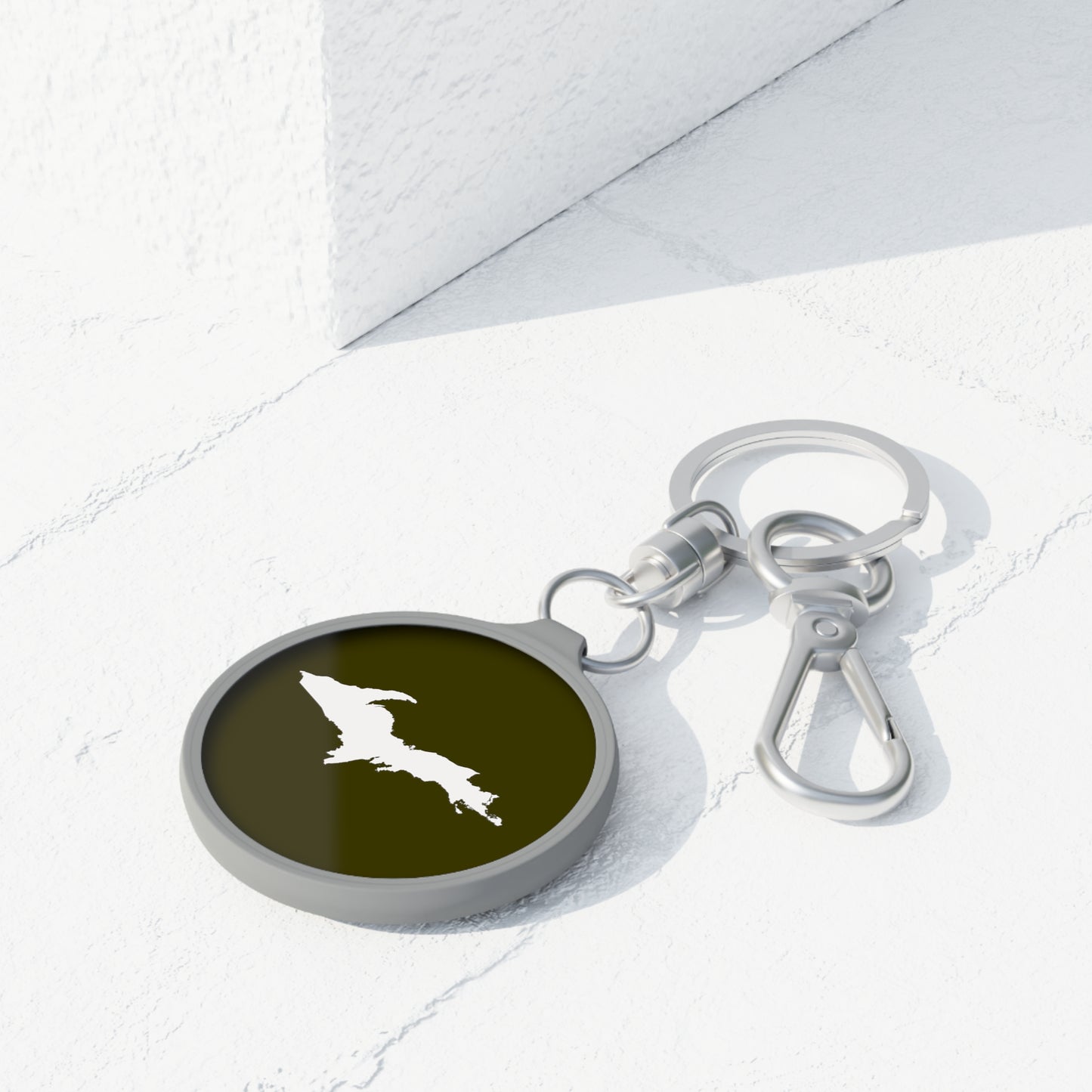 Michigan Upper Peninsula Keyring (w/ UP Outline) | Military Green