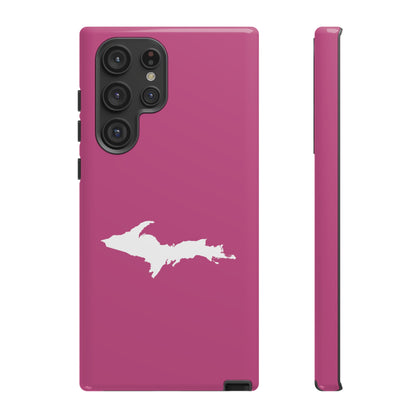 Michigan Upper Peninsula Tough Phone Case (Apple Blossom Pink w/ UP Outline) | Samsung & Pixel Android