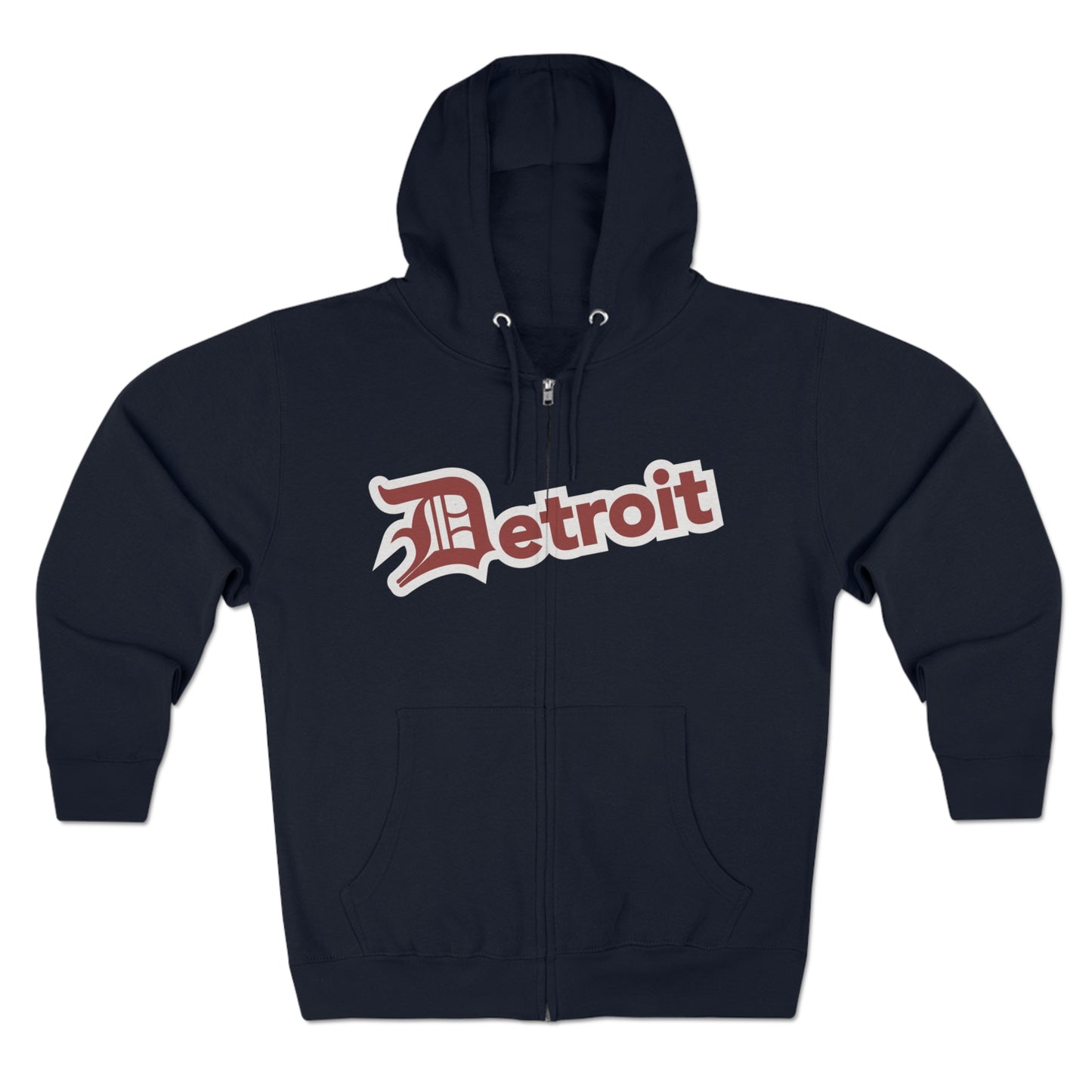 'Detroit' Hoodie (Ore Dock Red w/ Old English 'D') | Unisex Full Zip