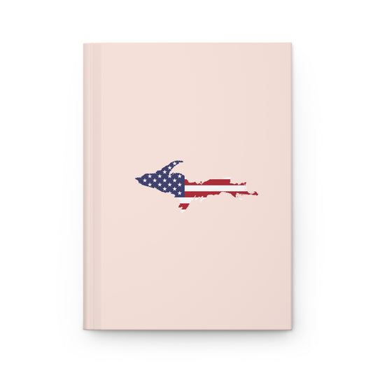 Michigan Upper Peninsula Hardcover Journal (w/ UP USA Flag) | Ruled - Champagne Pink