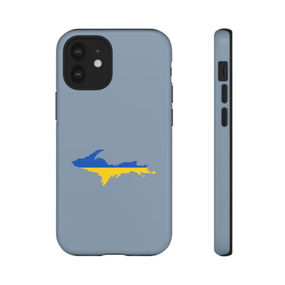 Michigan Upper Peninsula Tough Phone Case (B-24 Liberator Grey w/ UP Ukraine Flag Outline) | Apple iPhone