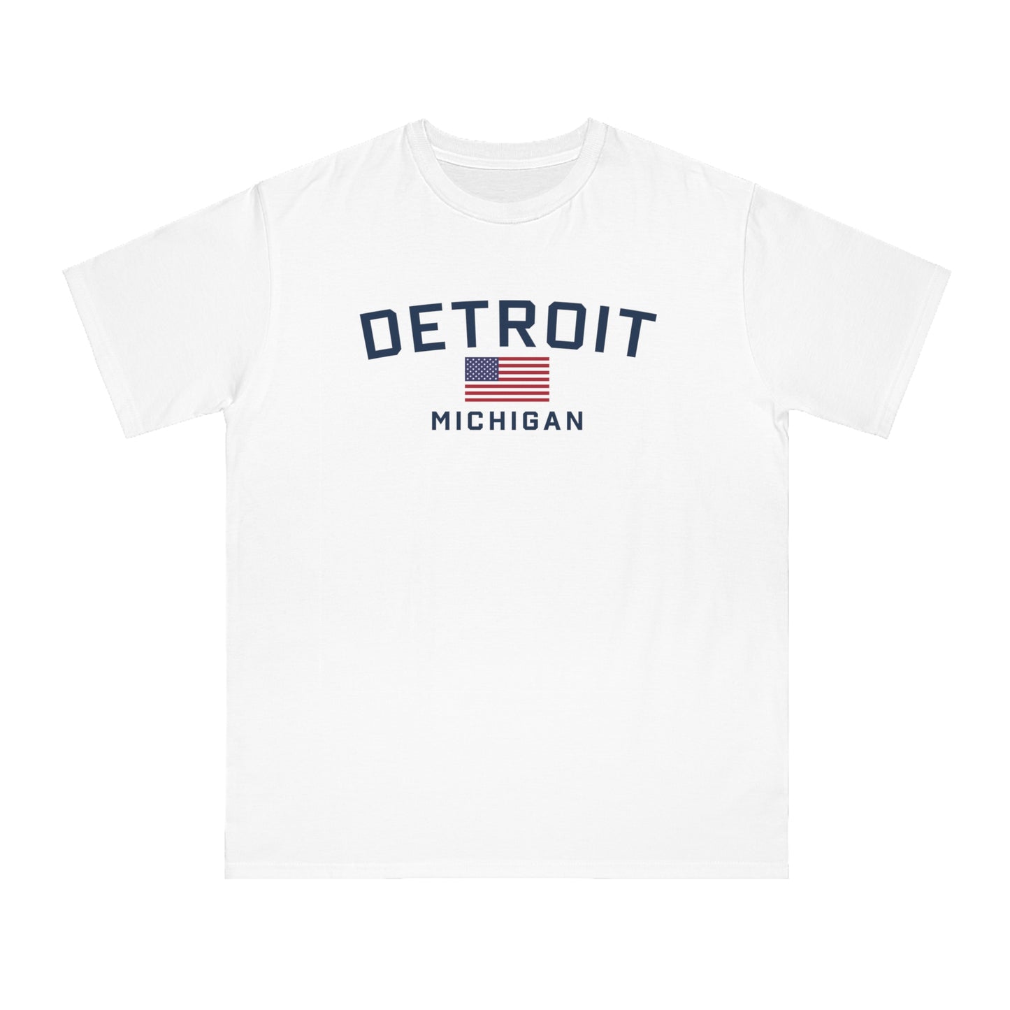 'Detroit Michigan' T-Shirt (w/ USA Flag) | Organic Unisex