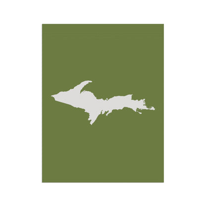 Michigan Upper Peninsula Home & Garden Flag (w/ UP Outline) | Olive Green