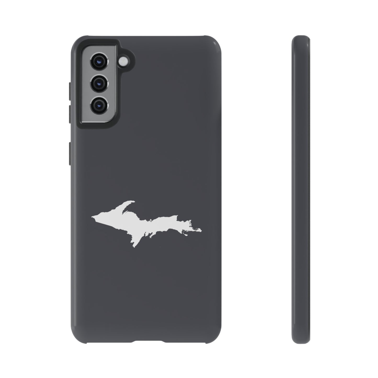 Michigan Upper Peninsula Tough Phone Case (Iron Ore Grey w/ UP Outline) | Samsung & Pixel Android