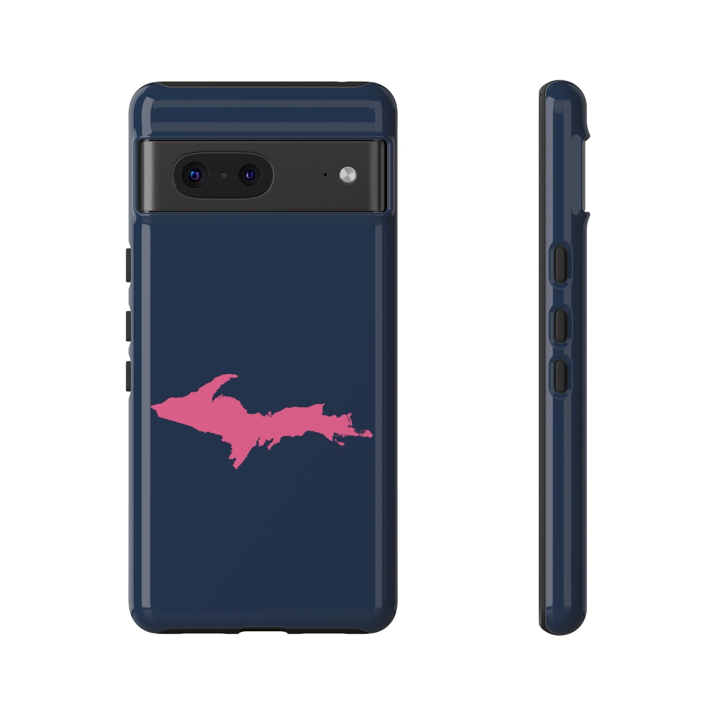 Michigan Upper Peninsula Tough Phone Case (Navy w/ Pink UP Outline) | Samsung & Pixel Android