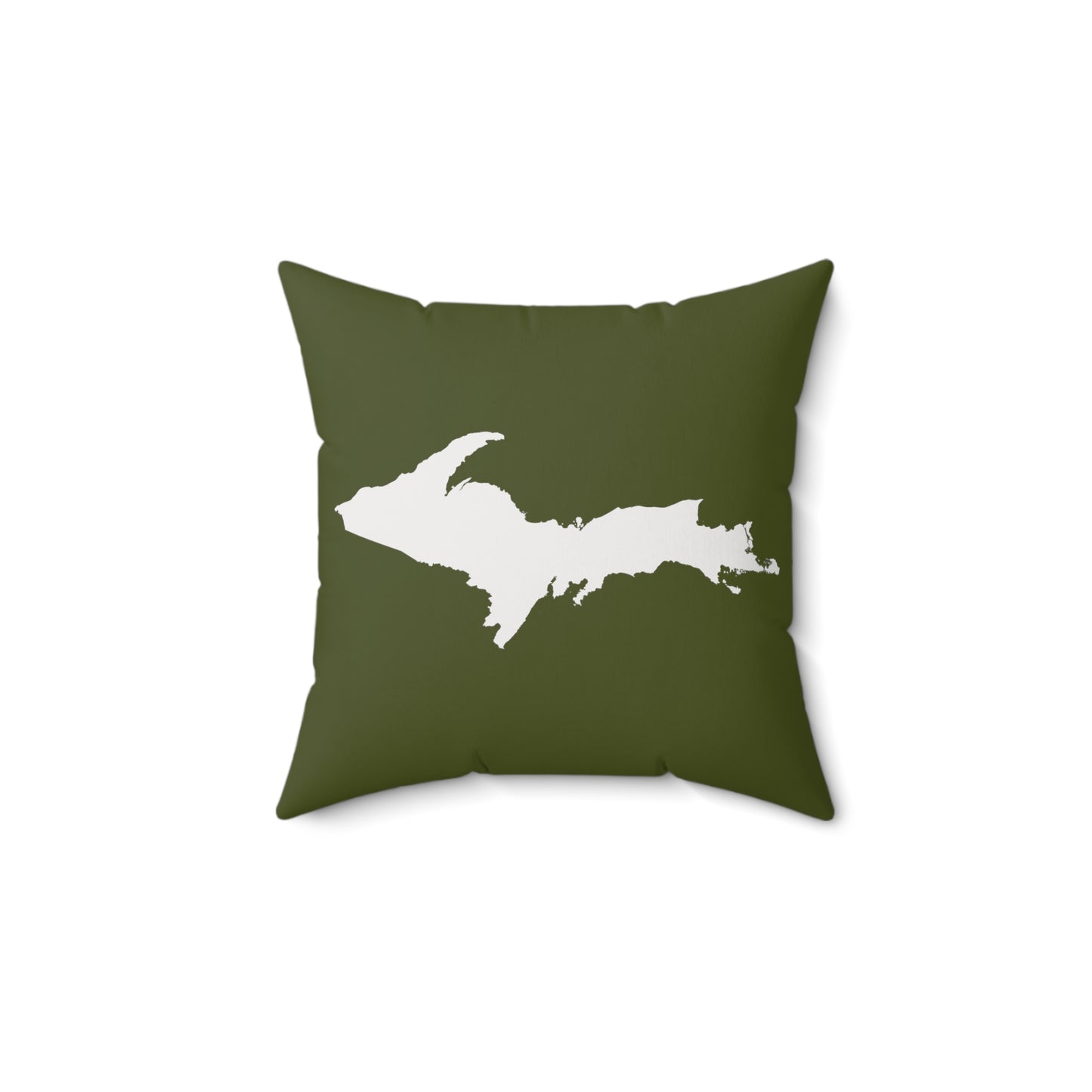 Michigan Upper Peninsula Accent Pillow (w/ UP Outline) | Army Green