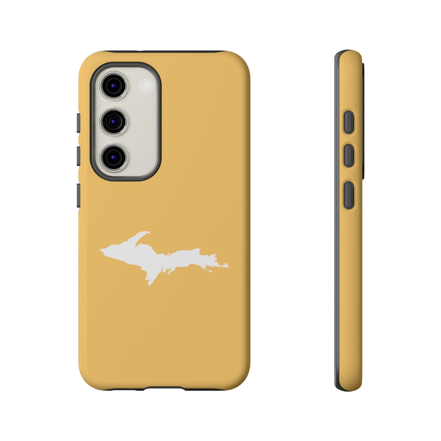 Michigan Upper Peninsula Tough Phone Case (Citrine Color w/ UP Outline) | Samsung & Pixel Android