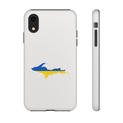 Michigan Upper Peninsula Tough Phone Case (Birch Bark White w/ UP Ukraine Flag Outline) | Apple iPhone