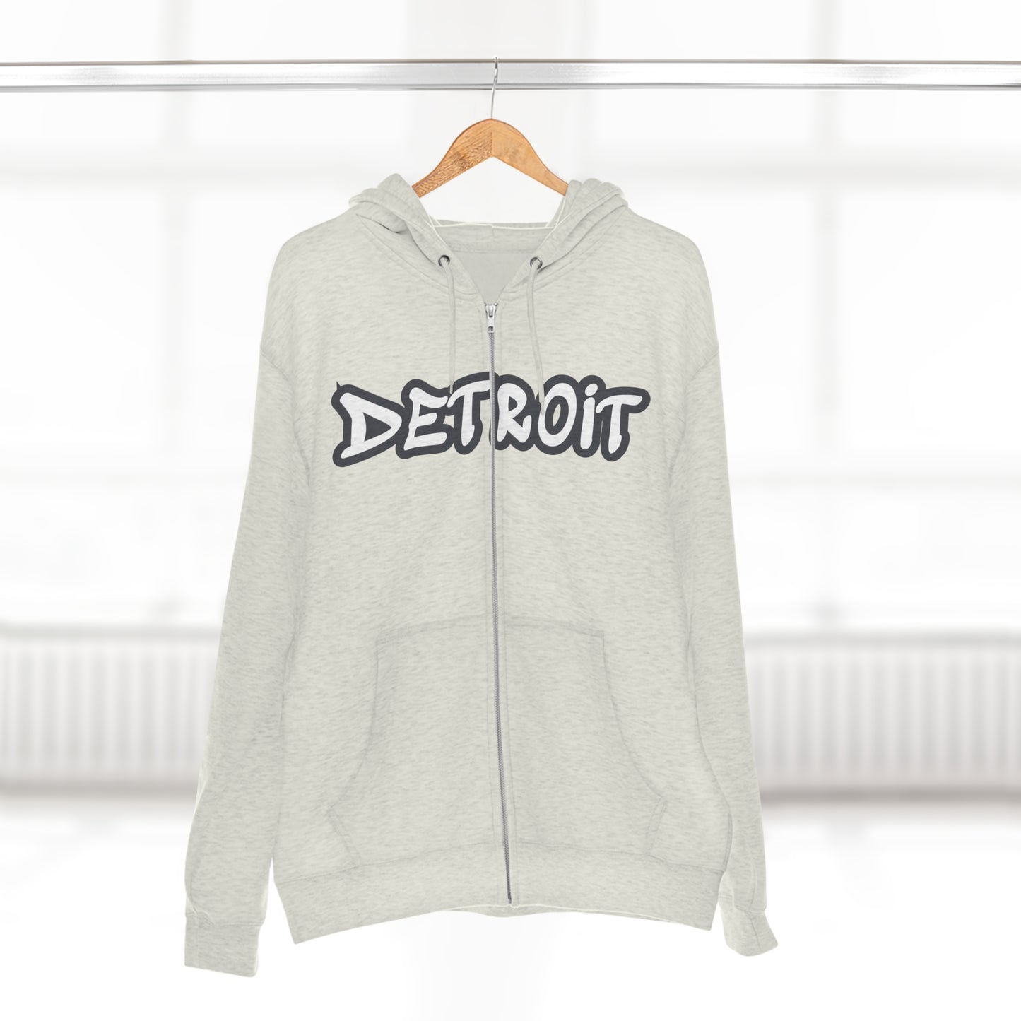 'Detroit' Hoodie (Iron Ore Grey Tag Font) | Unisex Full Zip